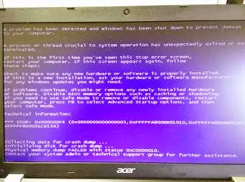 Acer käynnistysongelma ja sininen ruutu