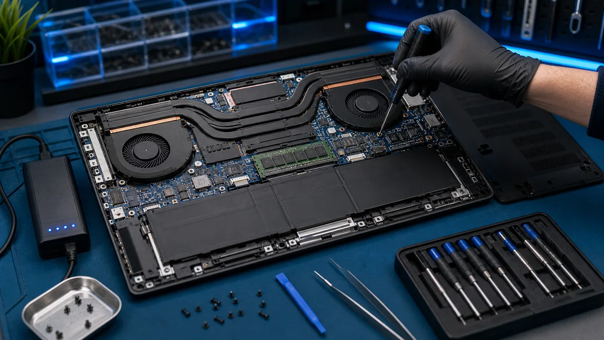 Asus-tyyppisen kannettavan huolto tietokonekorjaamolla ilman logoja