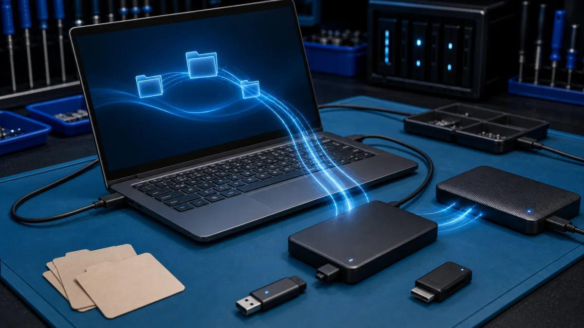 File backup and restore using external storage