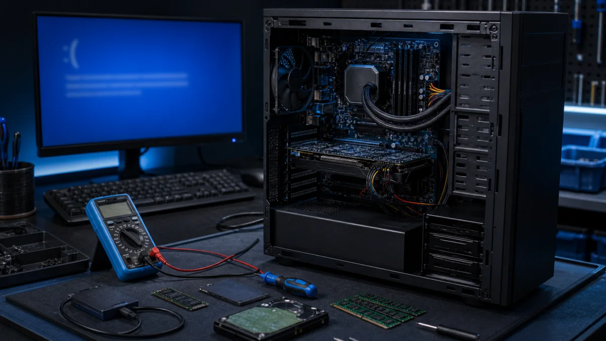 Blue screen error diagnosis on a repair bench