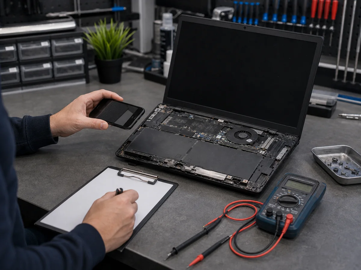 Computer repair cost estimate inspection for insurance documentation