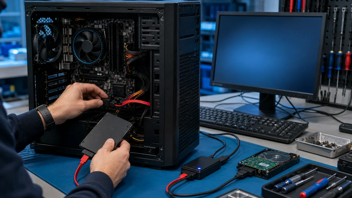 Windows 11 startup failure diagnostics on a repair bench